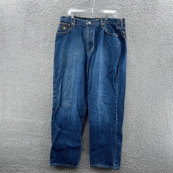 Cinch Black Label Jeans Mens 38 X 34 Loose Fit Blue Denim Cowboy